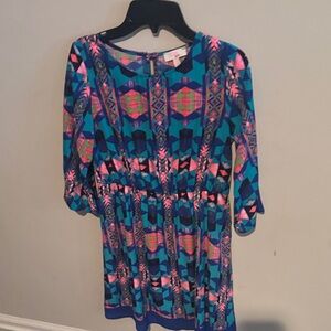 GB girls Blue Teal Pink Geometric Casual Dress
